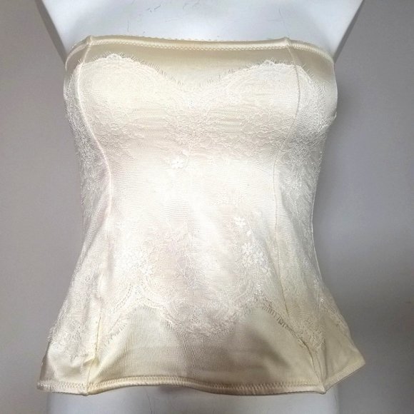 Maidenform Flexees Corset Bodice Bustier Bandeau XL Ivory White Dress Club Party - Picture 4 of 9